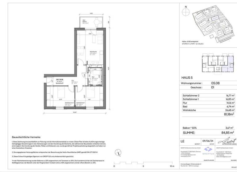 Wohnung zur Miete - Erstbezug 1.209 € 3 Zimmer 84,9 m² frei ab sofort Immendingen 78194