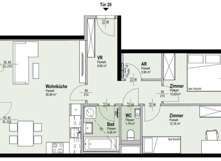 Terrassenwohnung zum Kauf - Erstbezug 495.600 € 3 Zimmer 68,8 m² 2. Geschoss Fahrbachgasse 6 Wien 1210