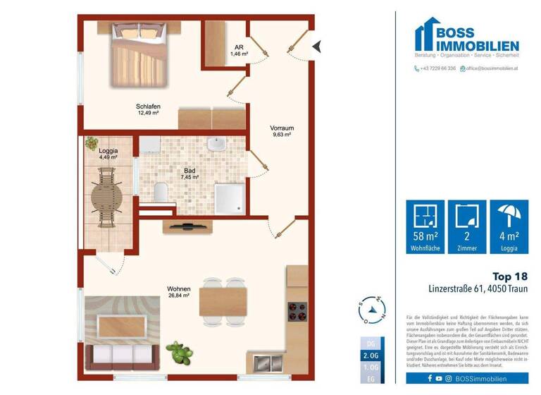 Wohnung zum Kauf - Erstbezug 294.000 € 2 Zimmer 57,9 m² 2. Geschoss Linzerstraße 61 Traun 4050