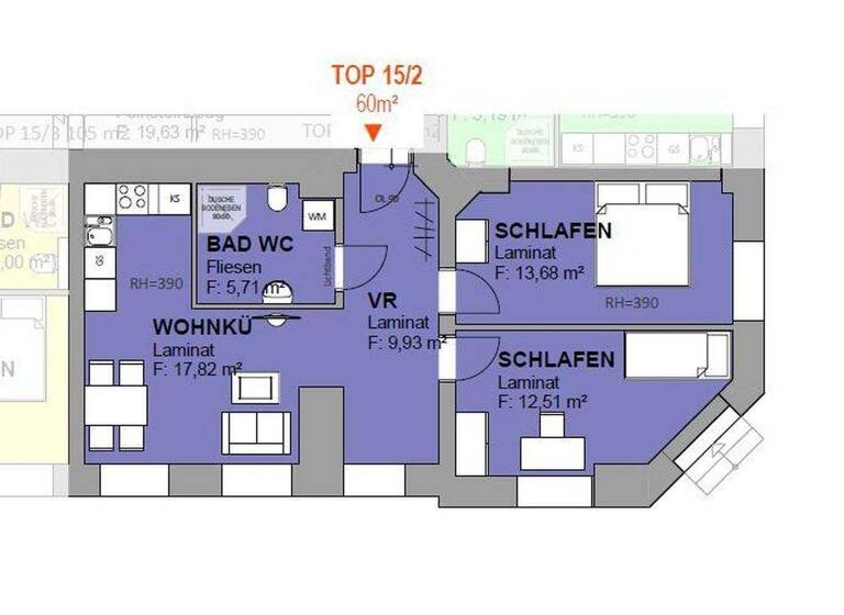 Wohnung zum Kauf provisionsfrei 215.000 € 3 Zimmer 60 m² Jakomini Graz 8010