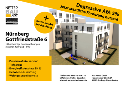Wohnung zum Kauf provisionsfrei 486.500 € 2 Zimmer 75,4 m² 1. Geschoss Gottfriedstraße 6 Ludwigsfeld Nürnberg 90478