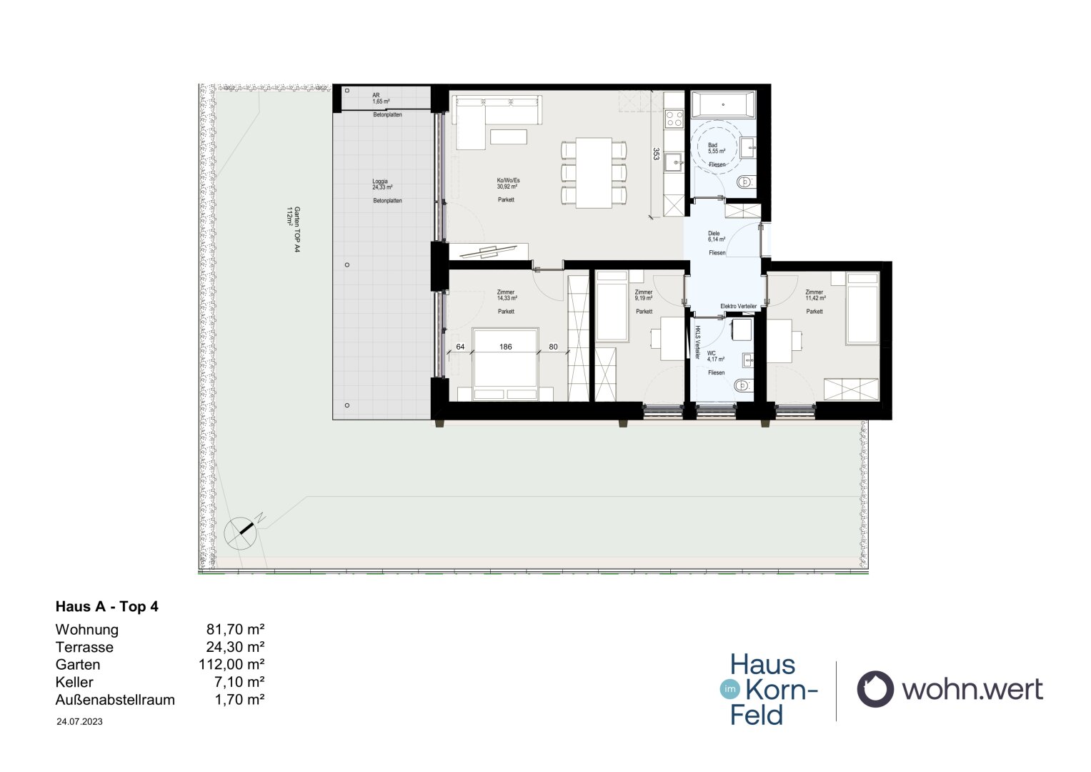 Wohnung zum Kauf 599.000 € 4 Zimmer 81,7 m²<br/>Wohnfläche EG<br/>Geschoss ab sofort<br/>Verfügbarkeit Kneippgasse 43 + 45 Götzis 6840