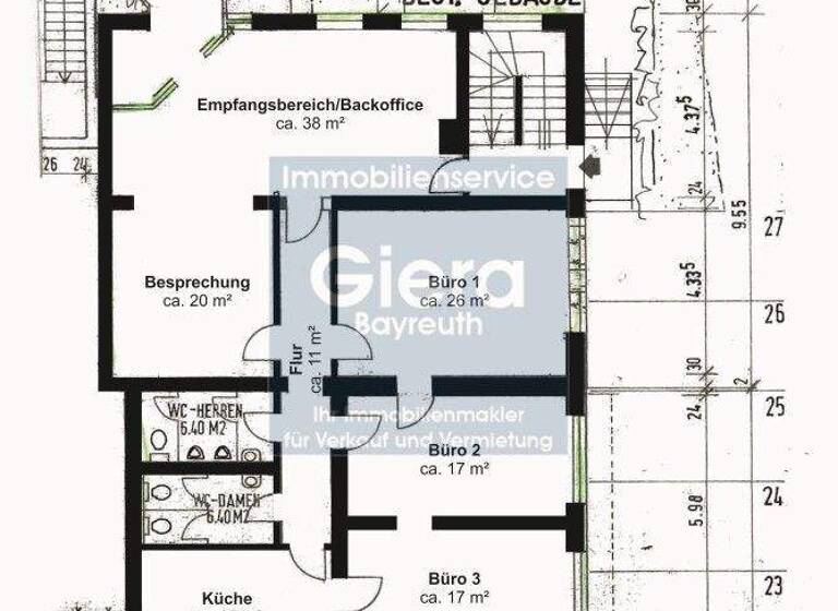 Büro zur Miete 680 € 191 m² Bürofläche Ottostraße 1 Industriegebiet Bayreuth 95448