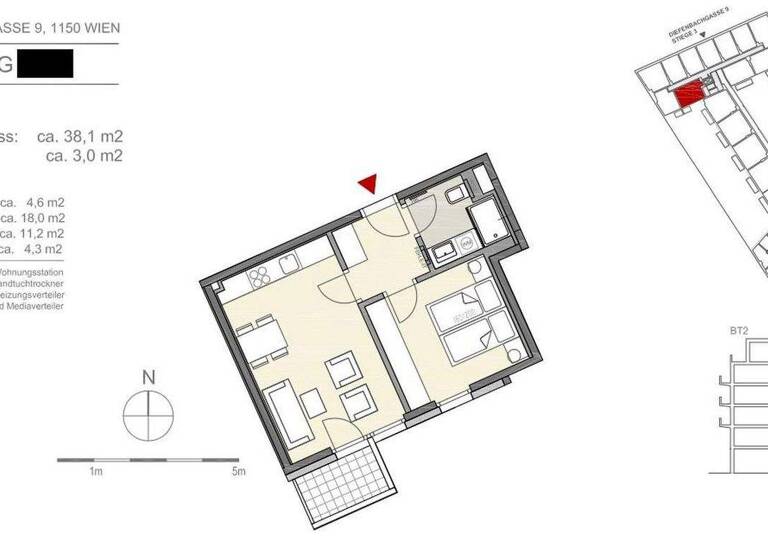 Wohnung zur Miete 770 € 2 Zimmer 38,1 m² frei ab sofort Diefenbachgasse 7 Wien 1150
