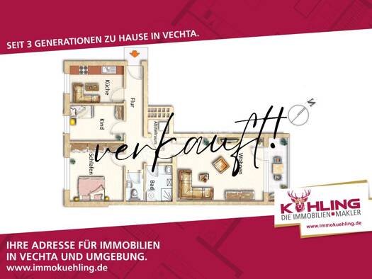 Wohnung zum Kauf 189.000 € 3 Zimmer 81,3 m² EG Vechta Vechta 49377