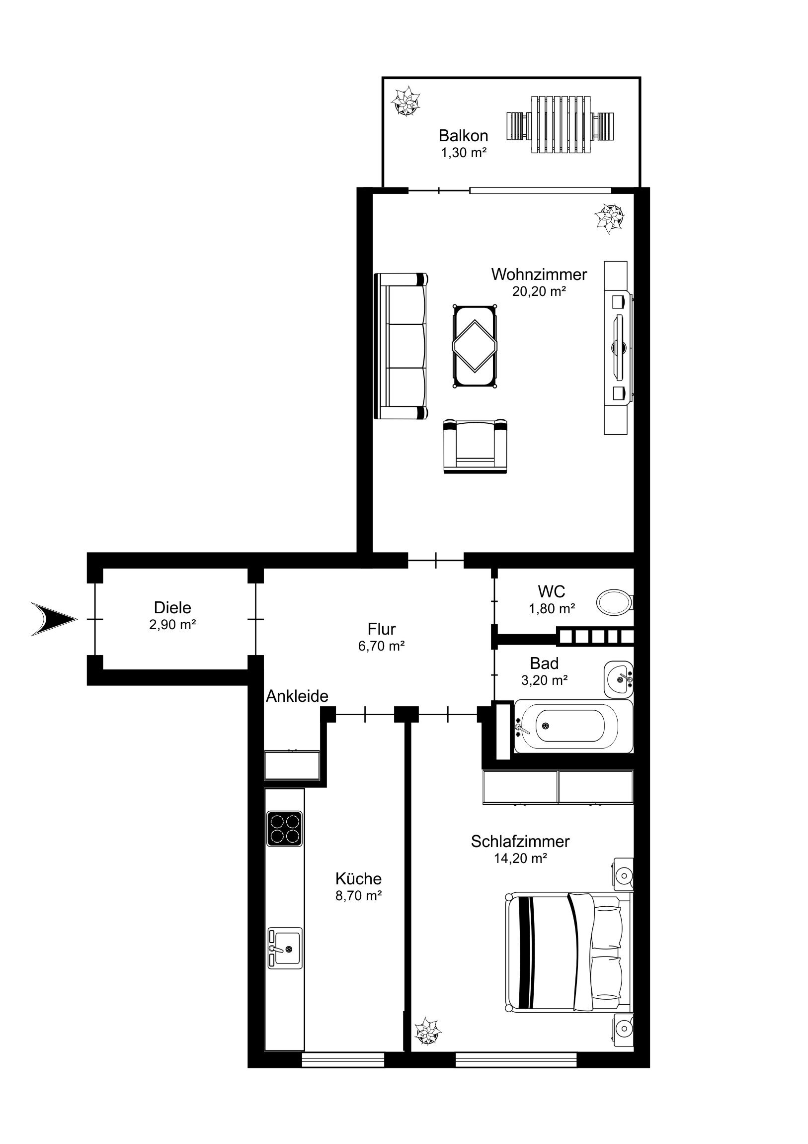 Wohnung zum Kauf provisionsfrei 399.000 € 2 Zimmer 57 m²<br/>Wohnfläche 1.<br/>Geschoss Silcherstraße 3 Milbertshofen München 80807