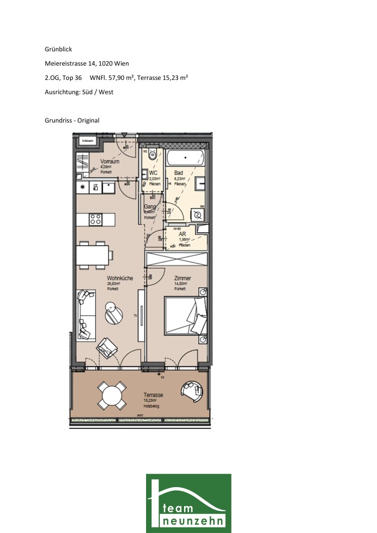 Terrassenwohnung zum Kauf 549.001 € 2 Zimmer 57 m²<br/>Wohnfläche 2.<br/>Geschoss Wien 1020