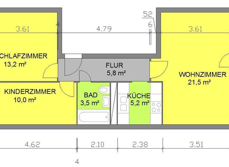 Wohnung zur Miete 435 € 3 Zimmer 61,3 m² 2. Geschoss frei ab sofort Am Schleierborn 31 Eisenach 99817