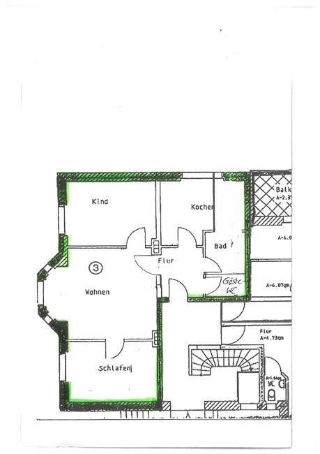 Wohnung zur Miete 620 € 3 Zimmer 85 m²<br/>Wohnfläche 1.<br/>Geschoss Nordhausen Nordhausen 99734