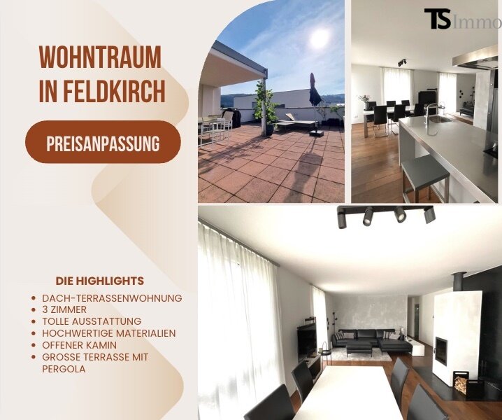 Terrassenwohnung zum Kauf 510.000 € 3 Zimmer 85,7 m²<br/>Wohnfläche 2.<br/>Geschoss Feldkirch 6800