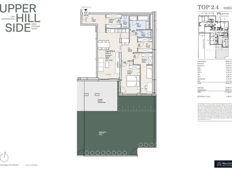 Wohnung zum Kauf - Erstbezug 872.500 € 3 Zimmer 93,4 m² EG Obersteinergasse Wien 1190