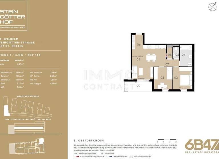 Wohnung zum Kauf - Erstbezug provisionsfrei 227.900 € 3 Zimmer 64,1 m² Teufelhof St. Pölten 3100