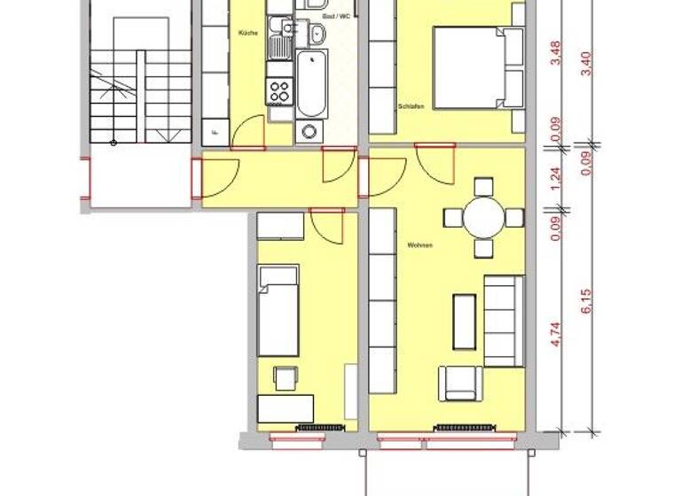 Wohnung zur Miete 336 € 3 Zimmer 59,4 m²<br/>Wohnfläche 3.<br/>Geschoss Karl-Marx-Straße 13 Nünchritz Nünchritz 01612