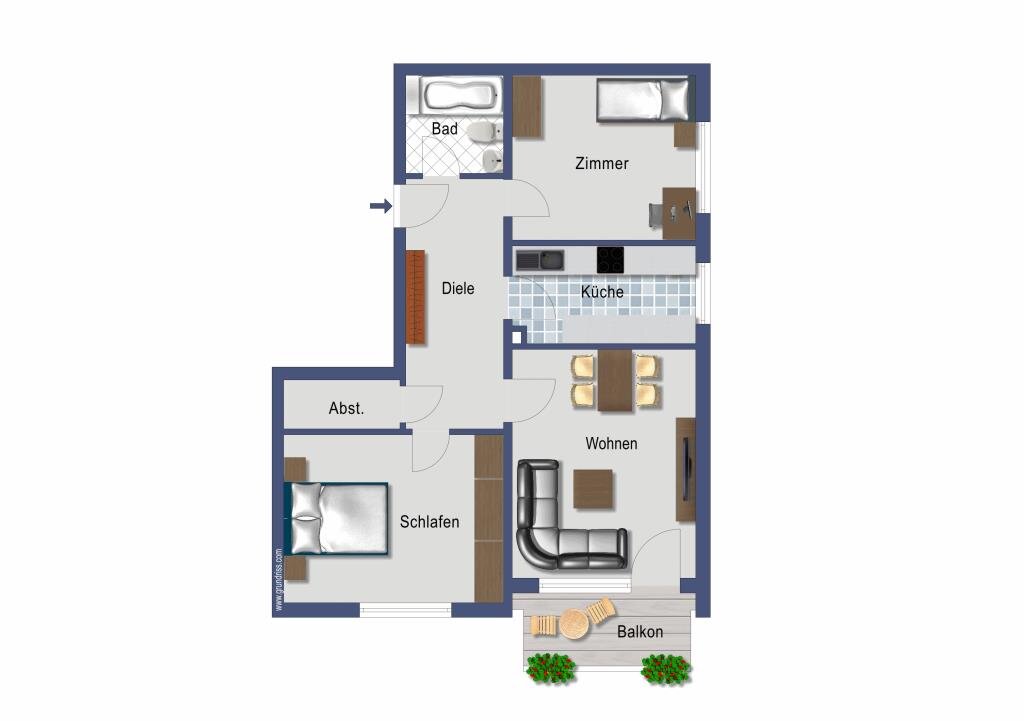 Wohnung zum Kauf provisionsfrei 129.800 € 3,5 Zimmer 72 m²<br/>Wohnfläche 1.<br/>Geschoss Fridolinstraße 2 Horst Essen 45279