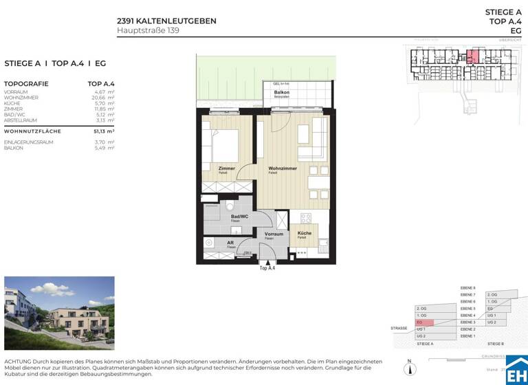Wohnung zum Kauf - Erstbezug 219.907 € 2 Zimmer 51,1 m² EG Hauptstraße Kaltenleutgeben 2391