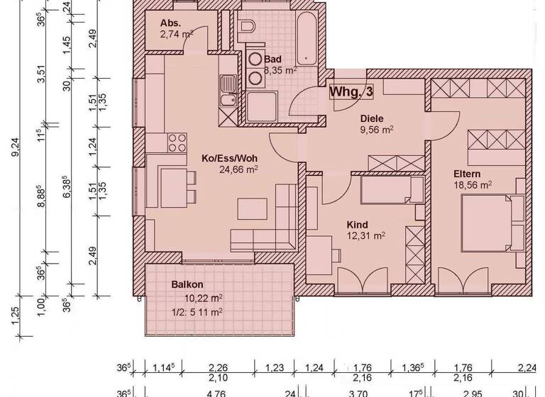 Wohnung zur Miete 1.280 € 3 Zimmer 81,4 m² 1. Geschoss Unterbrunnenreuth Ingolstadt / Unterbrunnenreuth 85051