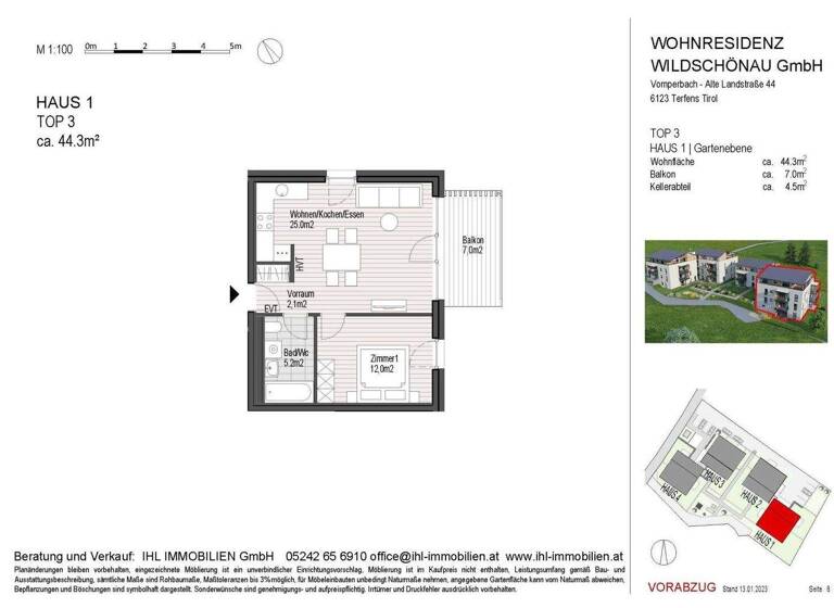 Wohnung zum Kauf - Erstbezug 254.153 € 2 Zimmer 44,3 m² 1. Geschoss Lenzen 239 Oberau 6311