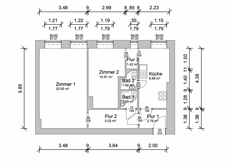 Wohnung zum Kauf 169.000 € 2 Zimmer 53,4 m² Reinickendorf Berlin 13409