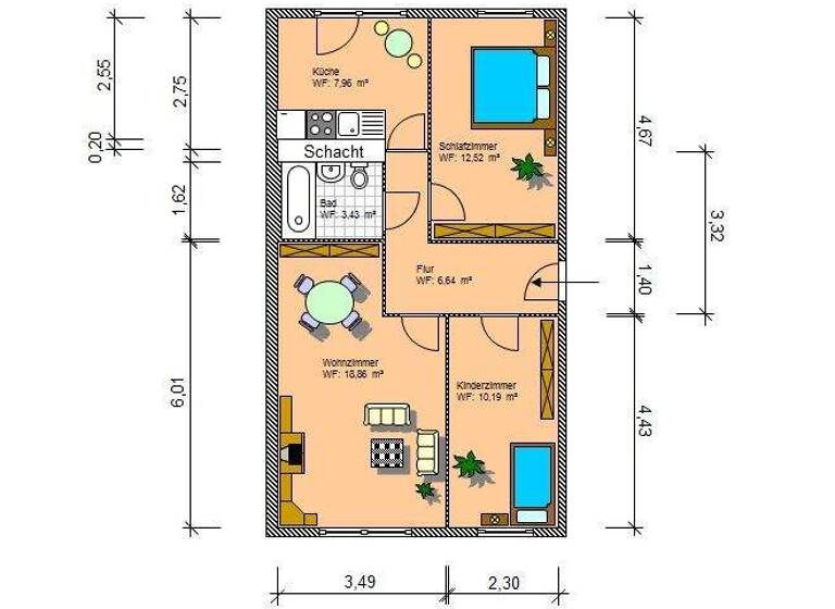 Wohnung zur Miete 355 € 3 Zimmer 59 m² 4. Geschoss Am Holzwinkel 12 Grimma 04668