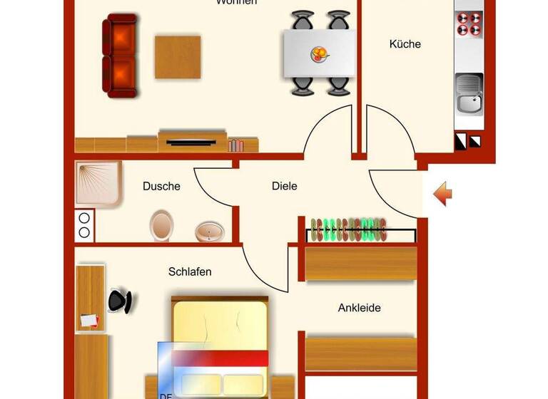 Wohnung zur Miete 315 € 2 Zimmer 48,7 m² 3. Geschoss Nelkenstraße 10 Schiepzig Salzatal 06198