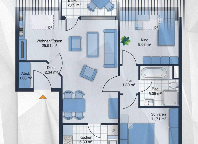 Wohnung zum Kauf 104.470 € 3 Zimmer 65,7 m² 2. Geschoss Werdohl 58791