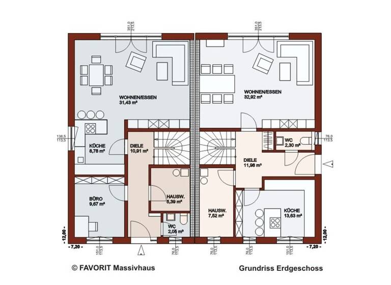 Doppelhaushälfte zum Kauf provisionsfrei 417.929 € 6 Zimmer 140 m²<br/>Wohnfläche 302 m²<br/>Grundstück Hamm Marl 45772