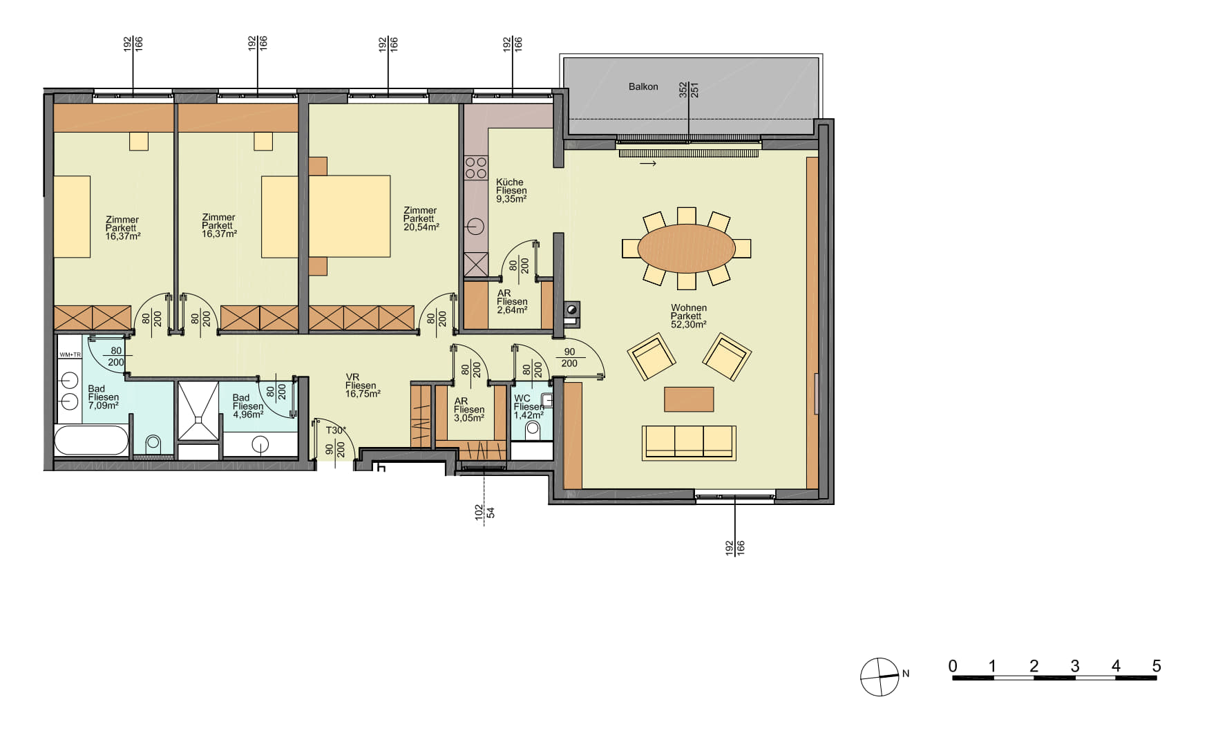 Wohnung zur Miete 2.672 € 4 Zimmer 150,5 m²<br/>Wohnfläche 2.<br/>Geschoss Wien 1190