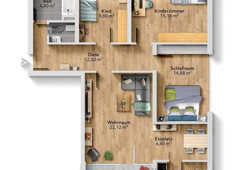 Wohnung zum Kauf 299.000 € 4 Zimmer 95 m² Burghausen 84489