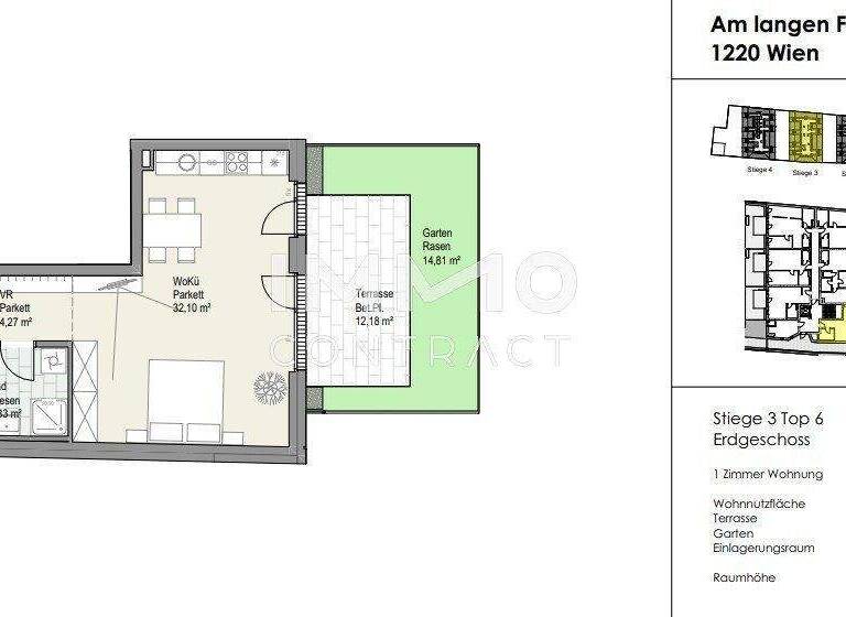 Wohnung zum Kauf - Erstbezug provisionsfrei 320.300 € 1 Zimmer 42,2 m² Wien 1220