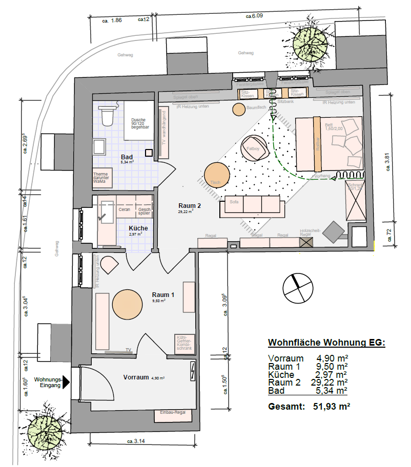 Studio zur Miete Wohnen auf Zeit 150 € 2 Zimmer 51 m²<br/>Wohnfläche Christophorusweg 8 - Oberrimsingen Oberrimsingen Breisach am Rhein 79206