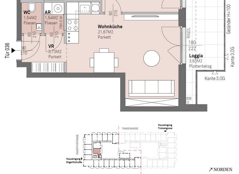 Wohnung zum Kauf - Erstbezug 306.100 € 2 Zimmer 46,2 m² 2. Geschoss frei ab 30.06.2028 Engerthstraße 111 Wien 1200