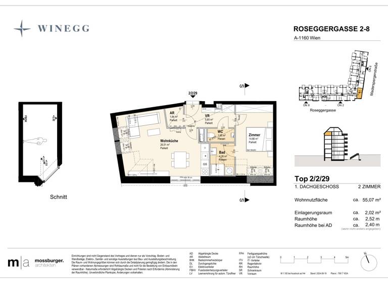 Wohnung zum Kauf - Erstbezug 388.600 € 2 Zimmer 55,1 m² 6. Geschoss Roseggergasse 2-8 Wien 1160