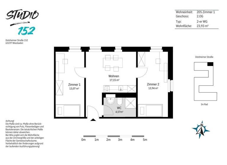 WG-Zimmer zur Miete 431 € 1 Zimmer 24,8 m² 6. Geschoss frei ab 16.04.2026 Dotzheimer Straße 152 Wiesbaden 65197