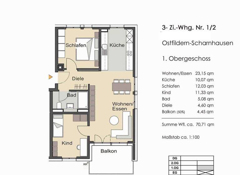 Wohnung zur Miete 1.390 € 3 Zimmer 70,7 m² frei ab 01.04.2026 Scharnhausen Ostfildern 73760