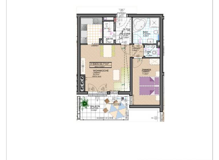 Wohnung zur Miete 795 € 2 Zimmer 52,6 m² 3. Geschoss Vösendorf 2334