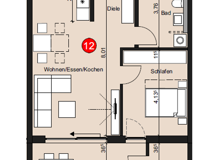 Wohnung zur Miete - Erstbezug 905 € 2 Zimmer 65 m² 1. Geschoss frei ab 01.05.2026 Josef-Kuhn.Str 2 Denzingen Günzburg 89312