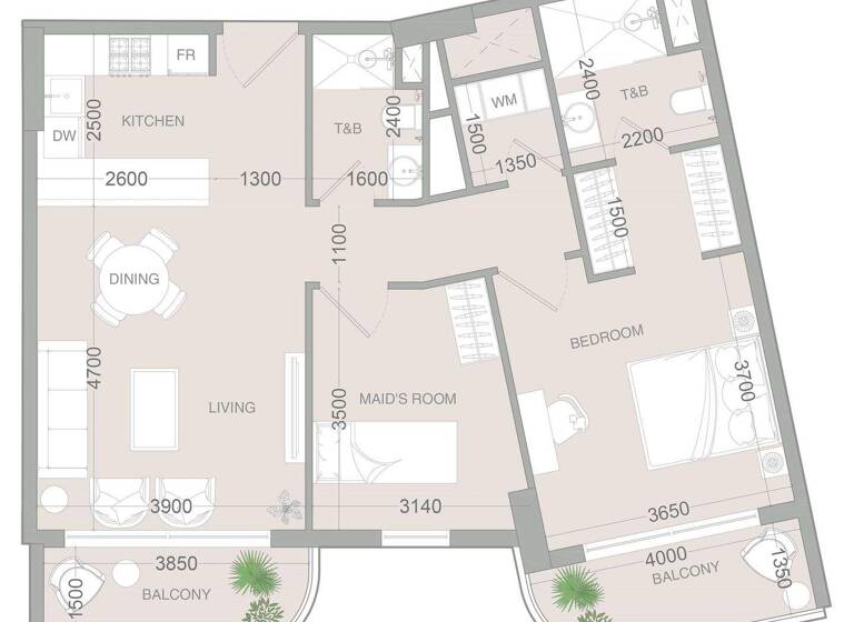 Wohnung zum Kauf provisionsfrei 349.199 € 2,5 Zimmer 89,2 m² Dubai 00000