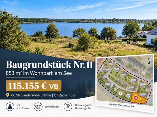 Grundstück zum Kauf provisionsfrei 115.155 € 853 m² Grundstück Zscherndorf Sandersdorf-Brehna 06794