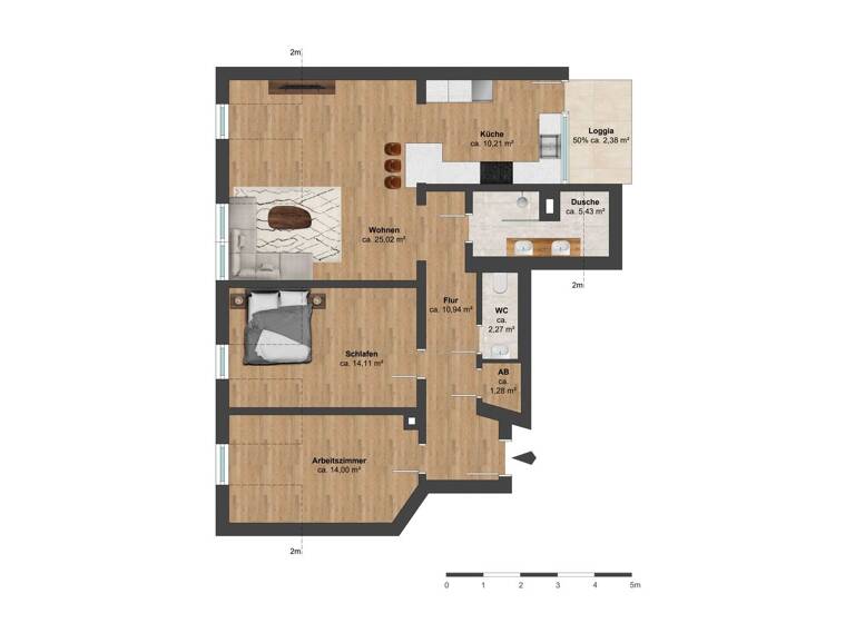 Wohnung zur Miete - Erstbezug 1.500 € 3 Zimmer 89 m² 3. Geschoss Walther-Rathenau-Straße 28a Pölbitz Zwickau 08058