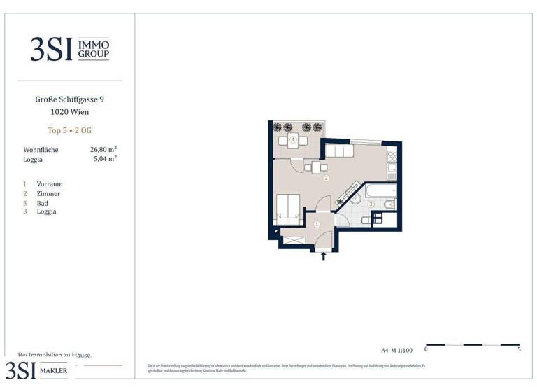 Studio zum Kauf - Erstbezug 299.000 € 1 Zimmer 28,3 m² 2. Geschoss Große Schiffgasse 9 Wien 1020