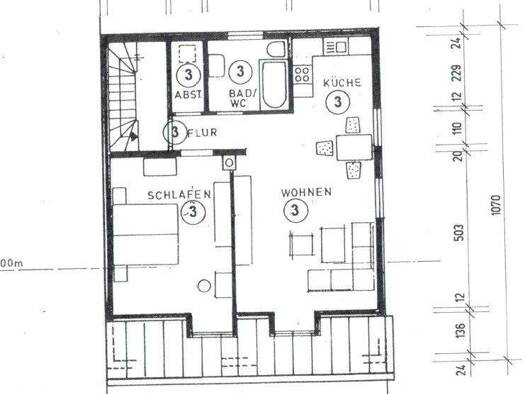 Wohnung zur Miete 670 € 2,5 Zimmer 61 m² 3. Geschoss Wernau 73249