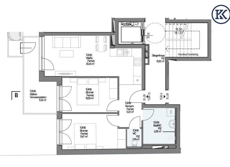 Wohnung zum Kauf - Erstbezug 339.000 € 3 Zimmer 55,4 m² Wien, Donaustadt 1220