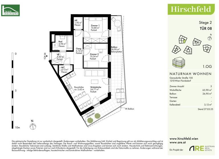 Wohnung zum Kauf - Erstbezug provisionsfrei 415.000 € 3 Zimmer 65,9 m² 1. Geschoss Gerasdorfer Straße 105 Wien 1210