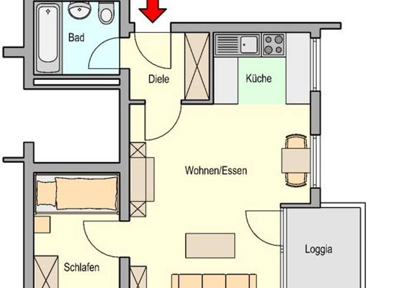 Wohnung zur Miete 540 € 1,5 Zimmer 38,7 m² 4. Geschoss frei ab 16.07.2026 Eleonore-Sterling-Straße 53 Eschersheim Frankfurt 60433