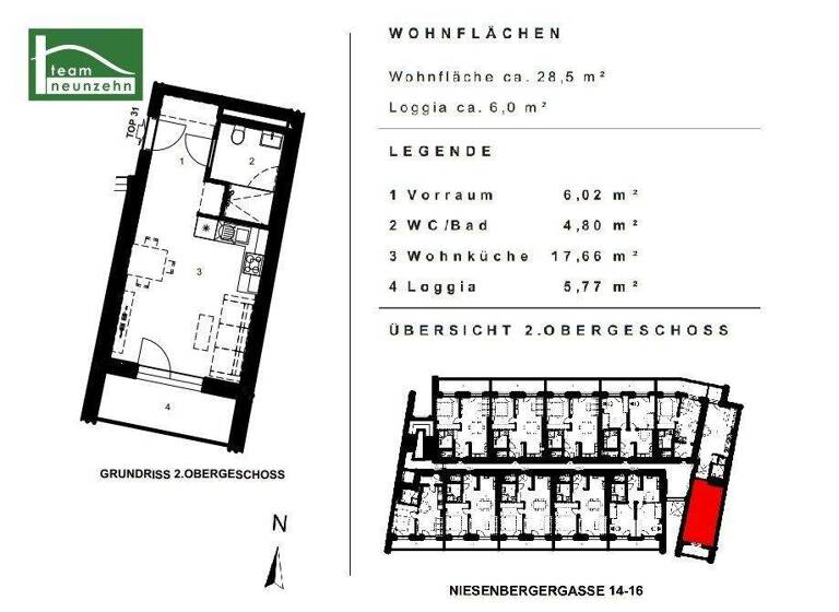 Studio zur Miete 437 € 1 Zimmer 28,5 m² 2. Geschoss Niesenbergergasse 14-16 Gries Graz 8020