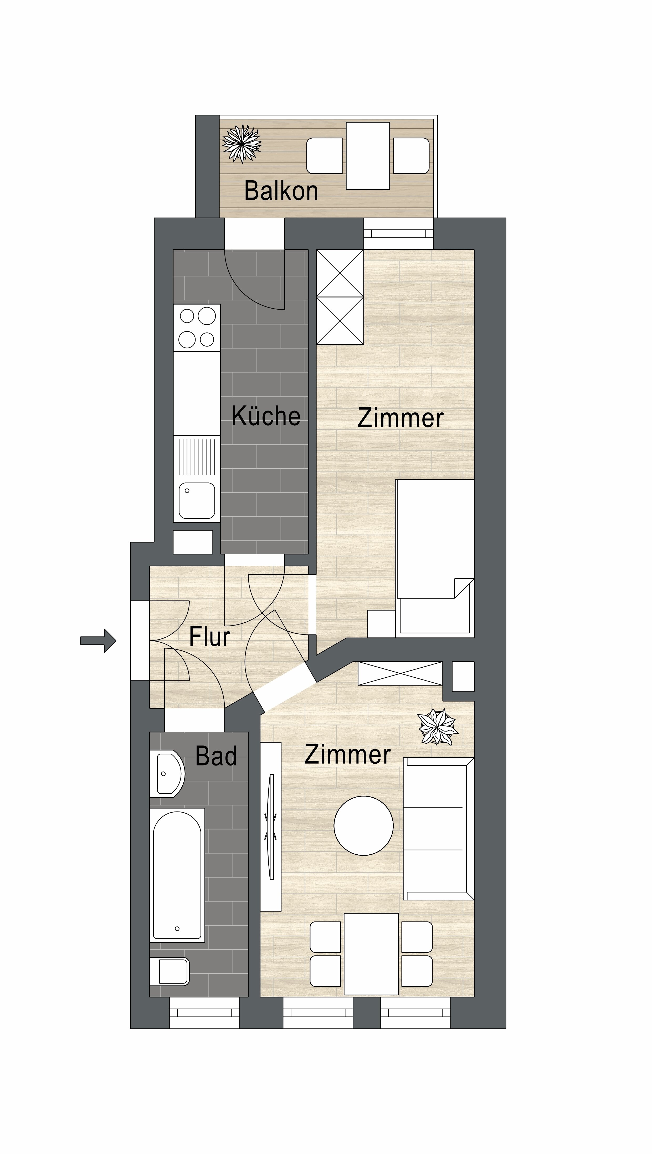 Wohnung zur Miete 799 € 2 Zimmer 56 m²<br/>Wohnfläche EG<br/>Geschoss Ploßstraße 56 Schönefeld-Abtnaundorf Leipzig 04347