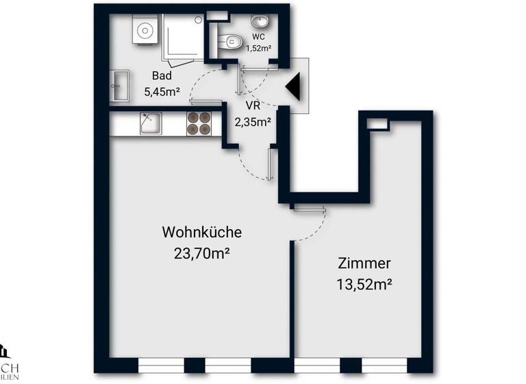 Wohnung zum Kauf - Erstbezug 222.000 € 2 Zimmer 46,5 m² 1. Geschoss Wien 1210