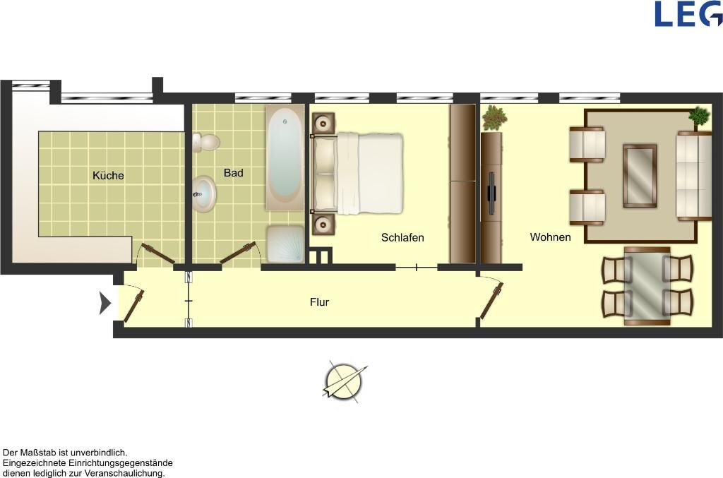 Wohnung zur Miete 585 € 2 Zimmer 69 m²<br/>Wohnfläche EG<br/>Geschoss Lange Straße 26 Kirchweyhe Weyhe 28844