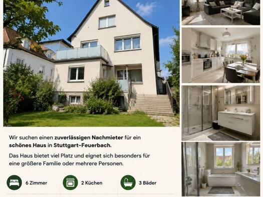 Einfamilienhaus zur Miete 2.525 € 5,5 Zimmer 208 m² Feuerbach Feuerbach 70469