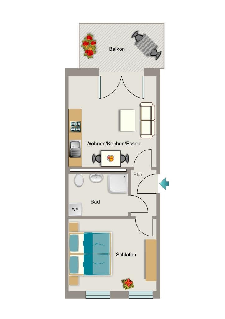 Wohnung zur Miete 506 € 2 Zimmer 44 m²<br/>Wohnfläche 2.<br/>Geschoss Walkmühlenweg 9 Insterburgsiedlung Dortmund 44369